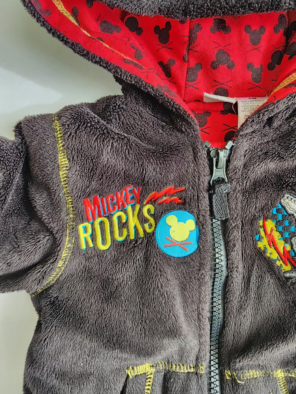 Veste/blouson épais à capuche Mickey Rock – Disney Baby – 0-3 mois – Bon état
