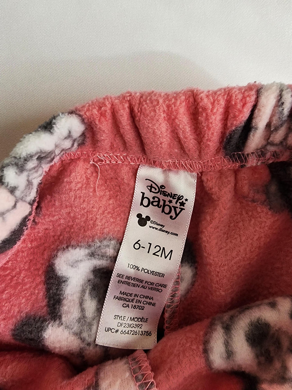 Pantalon polaire Minnie Disney – 6-12 mois – en très bon état