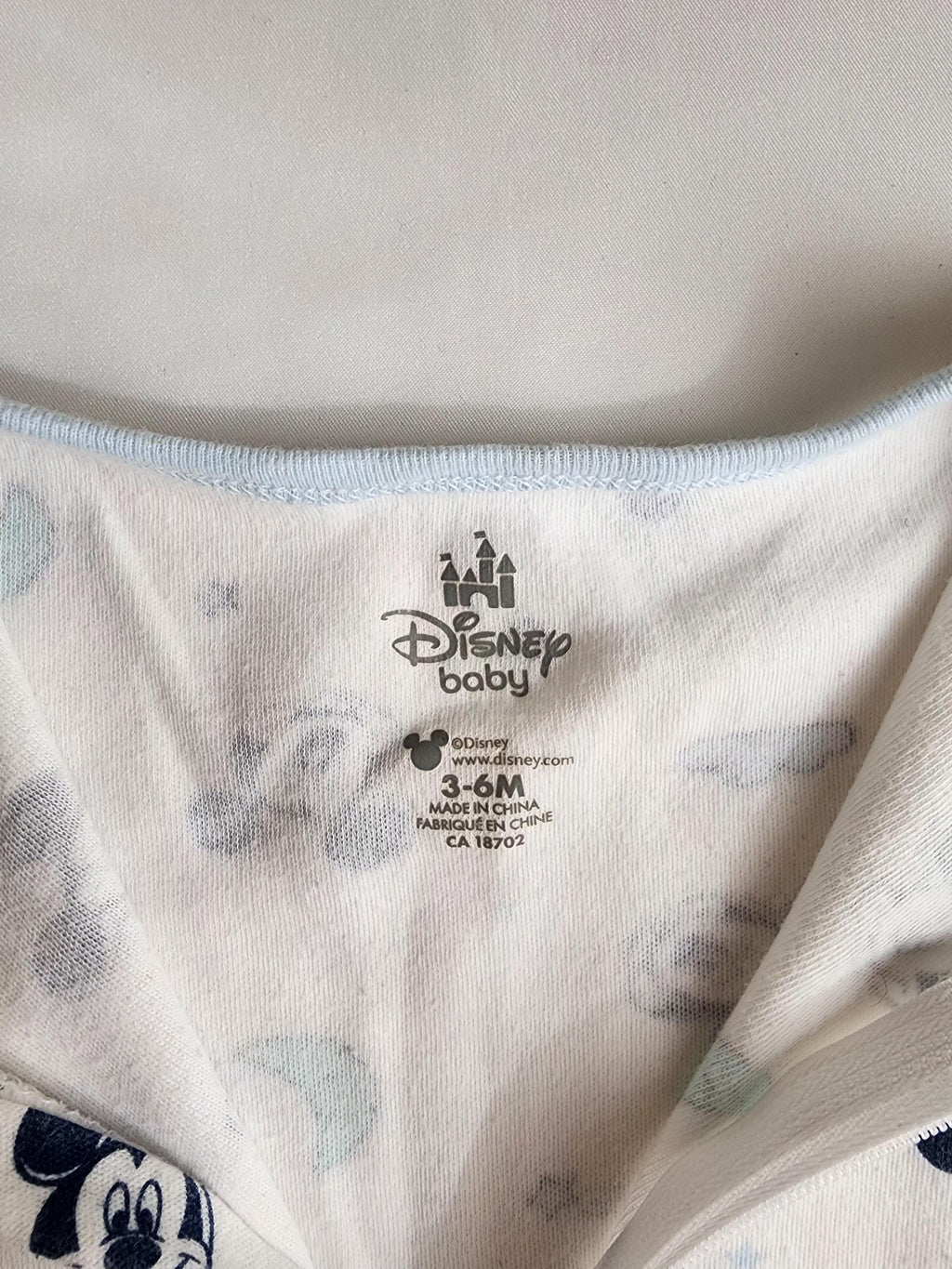 Pyjama à zip Disney Baby Mickey – 3-6 mois – bon état