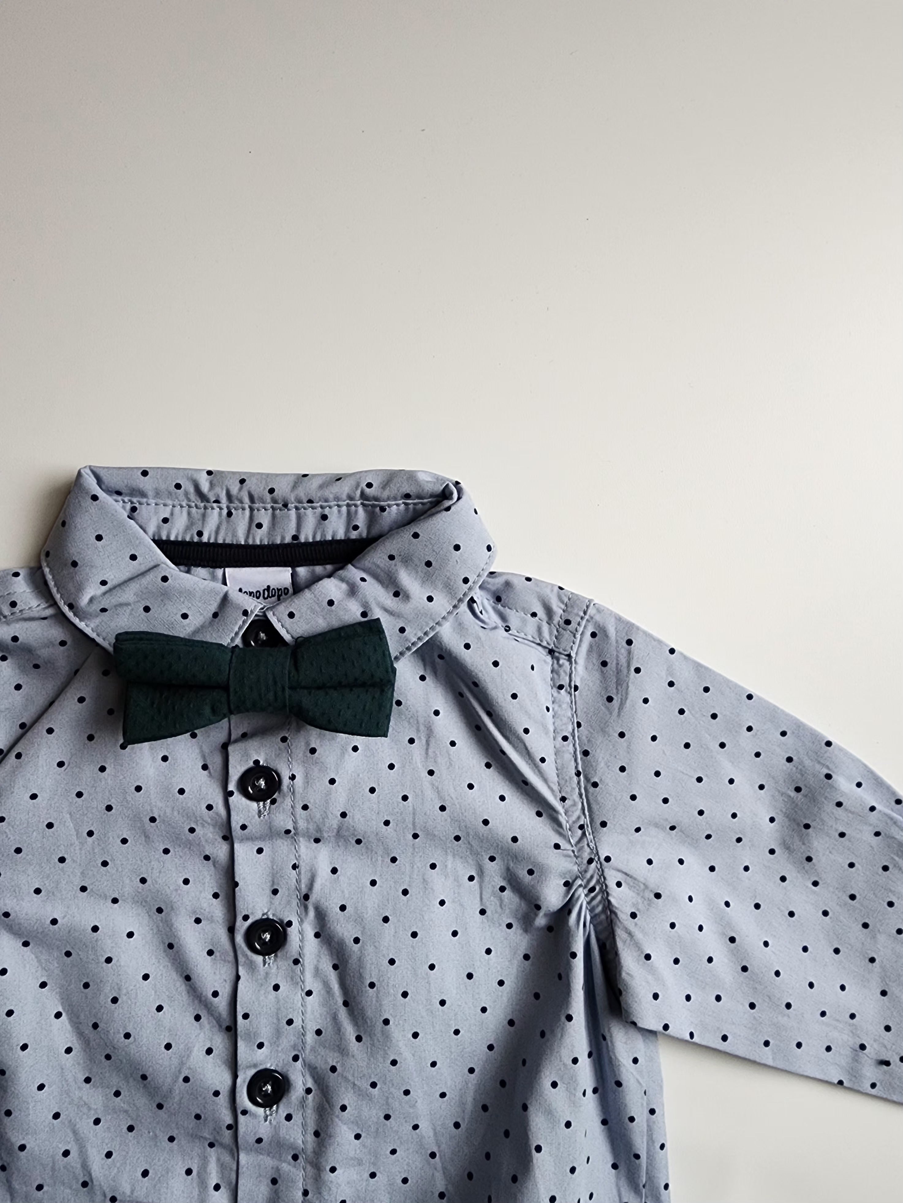 Chemise-body Dopo Dop nœud papillon détachable – 4/6 mois (68 cm) – Très bon état