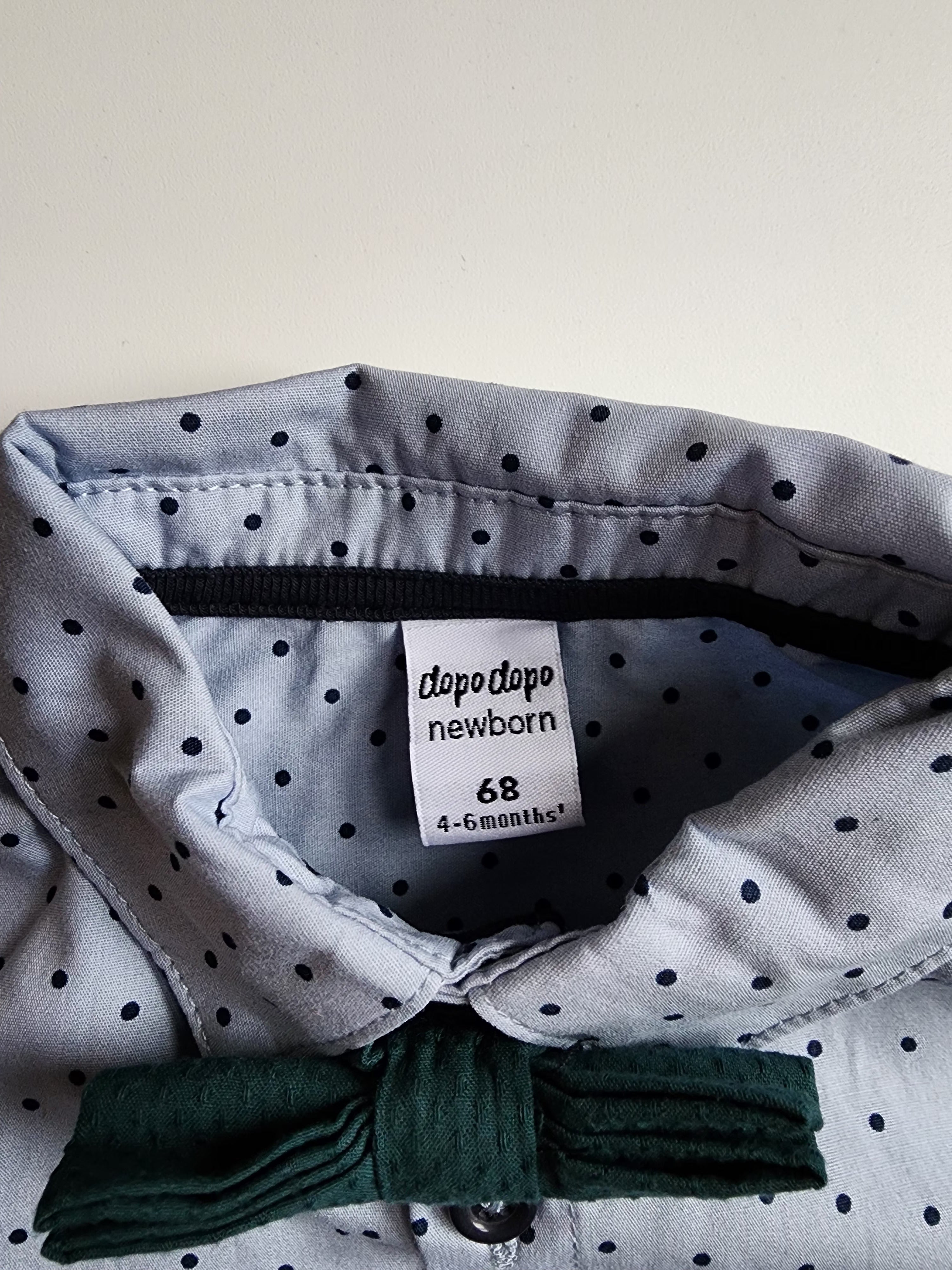 Chemise-body Dopo Dop nœud papillon détachable – 4/6 mois (68 cm) – Très bon état