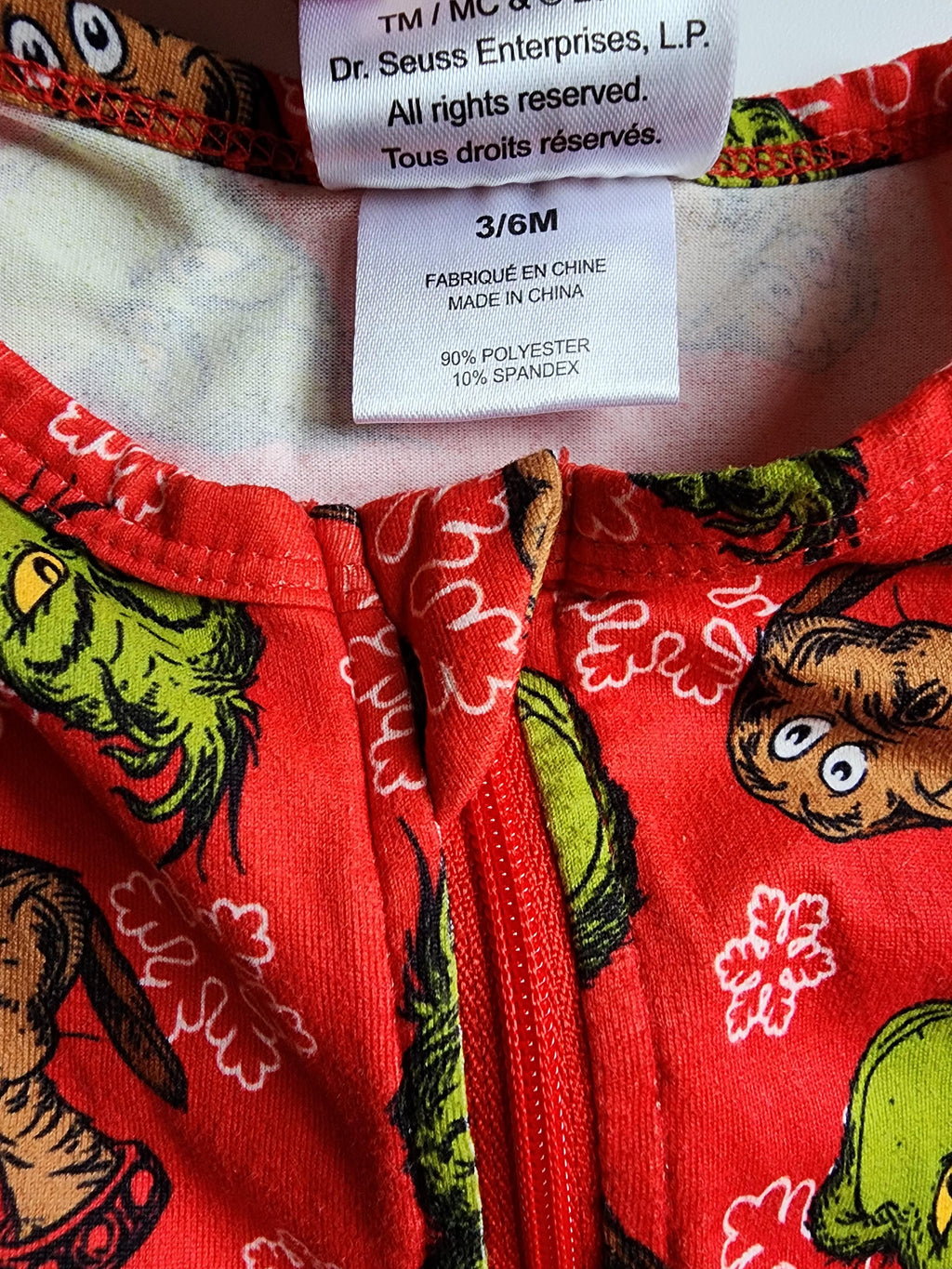 Pyjama Le Grinch – 3‑6 mois – Très bon état