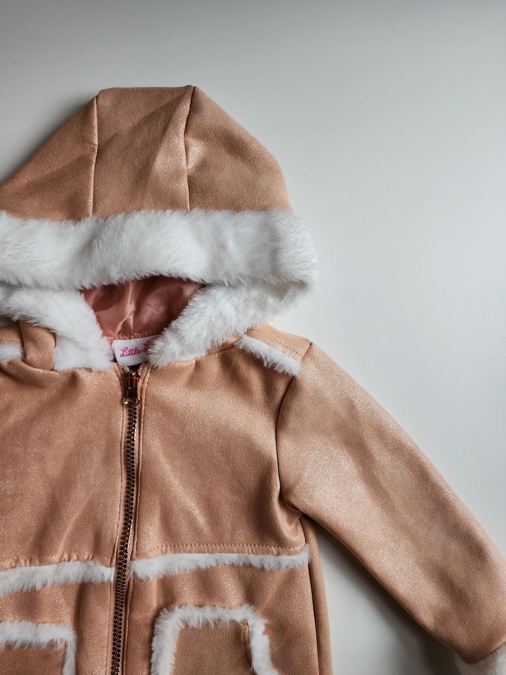 Manteau Little Lass – 2 ans – Rose clair pailleté – Très bon état