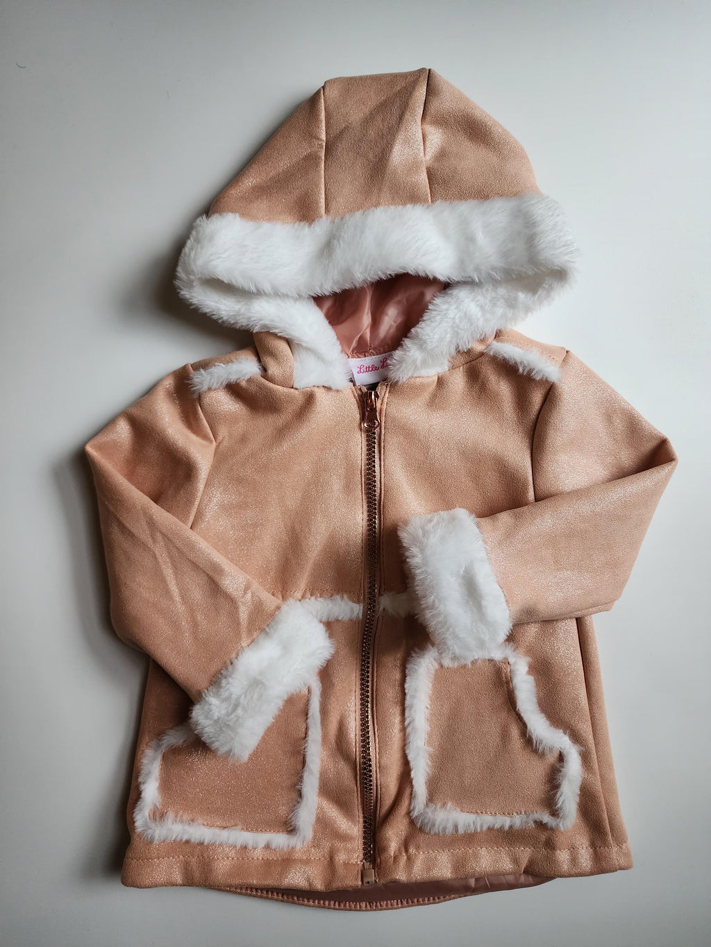 Manteau Little Lass – 2 ans – Rose clair pailleté – Très bon état