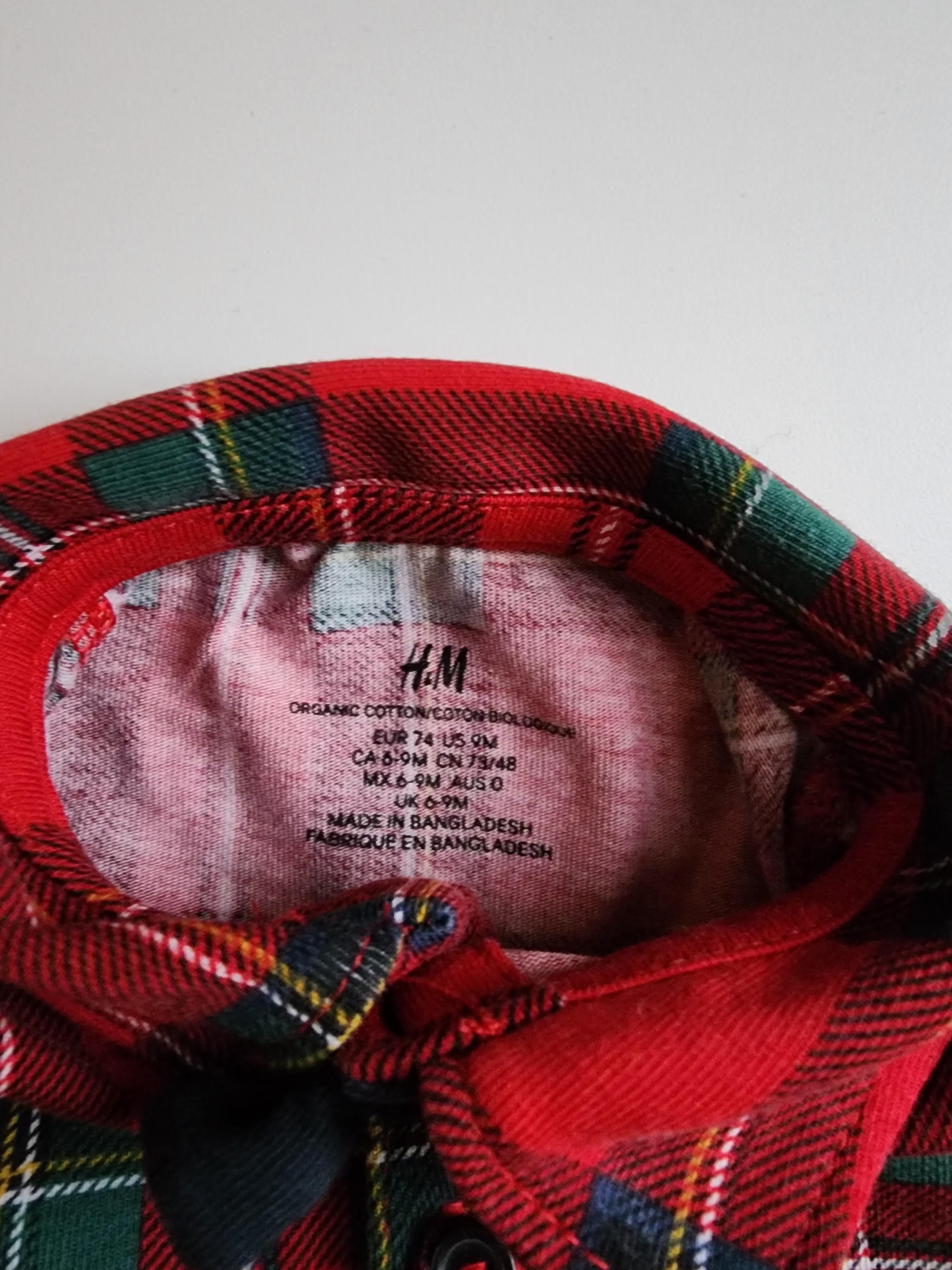 Chemise‑body H&M – 6‑9 mois – Coton organique – Très bon état