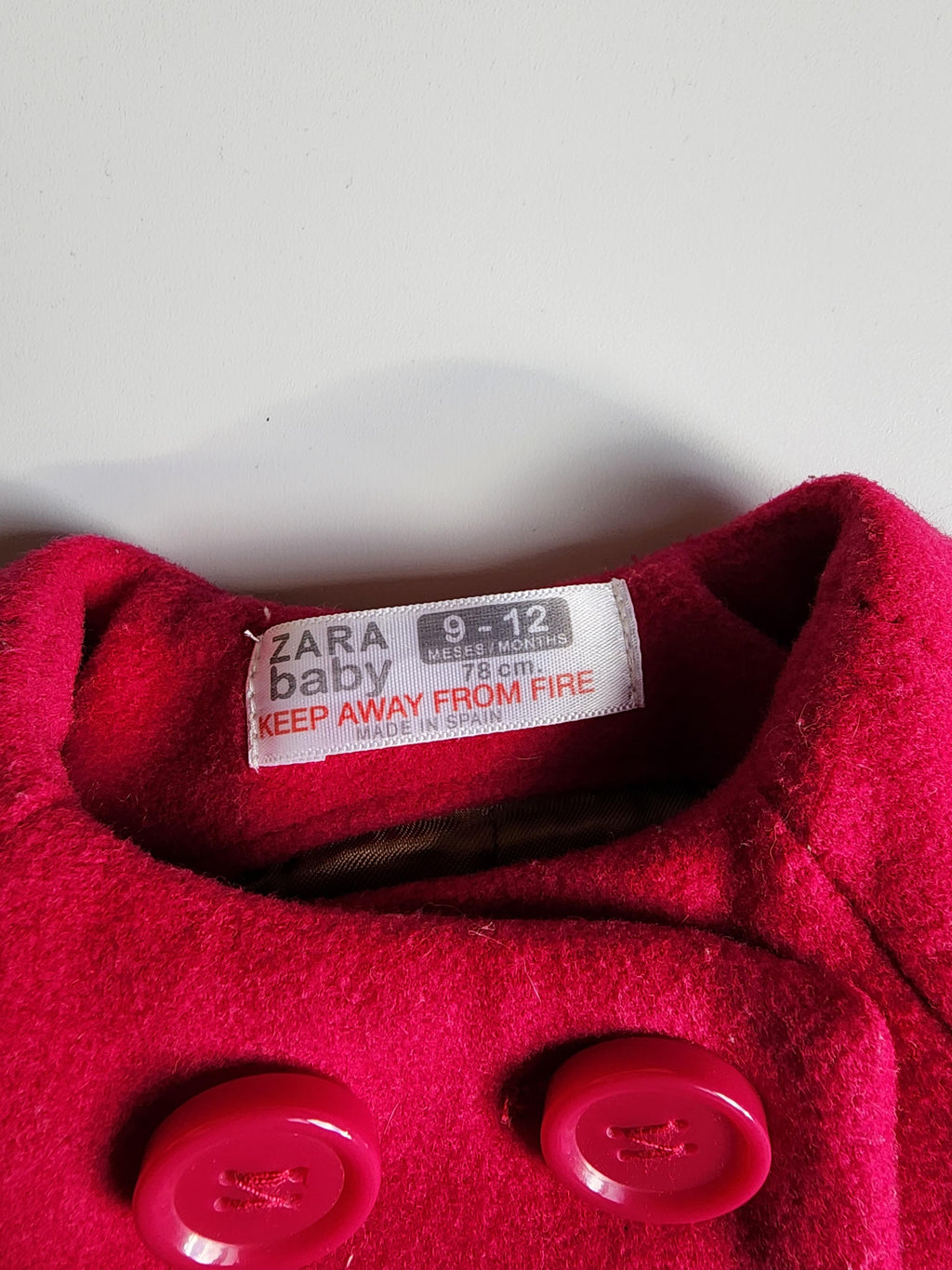 Manteau vintage Zara Baby – 9/12 mois – 80% laine – Très bon état