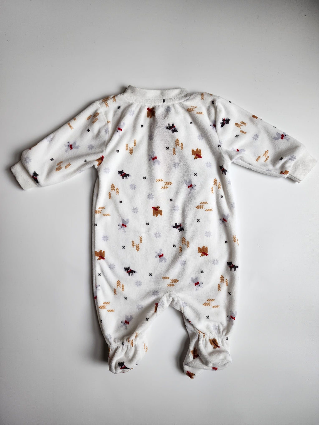 Pyjama velours Canadiana – Nouveau-né (0 mois) – Blanc tout doux – Très bon état