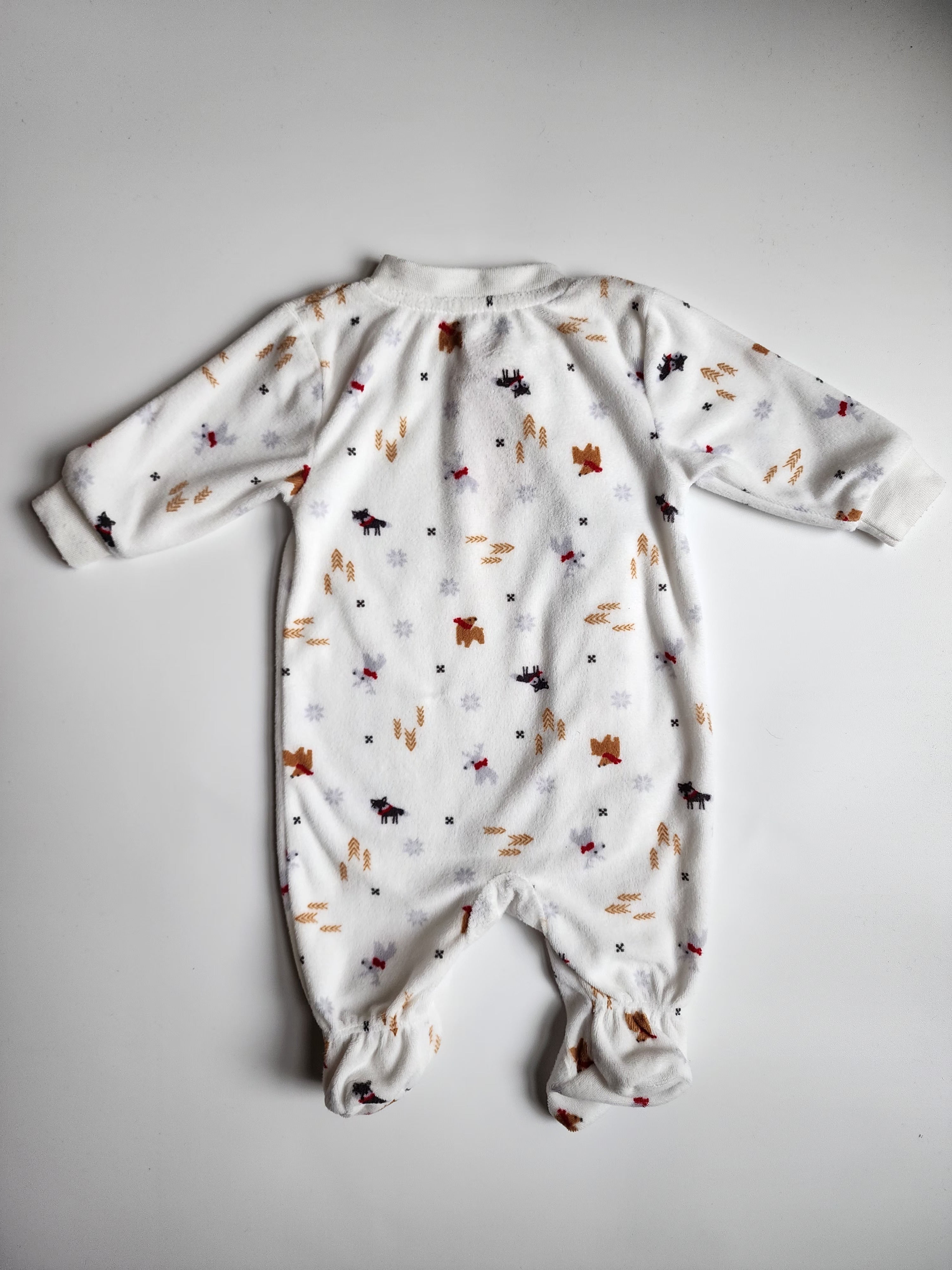 Pyjama velours Canadiana – Nouveau-né (0 mois) – Blanc tout doux – Très bon état