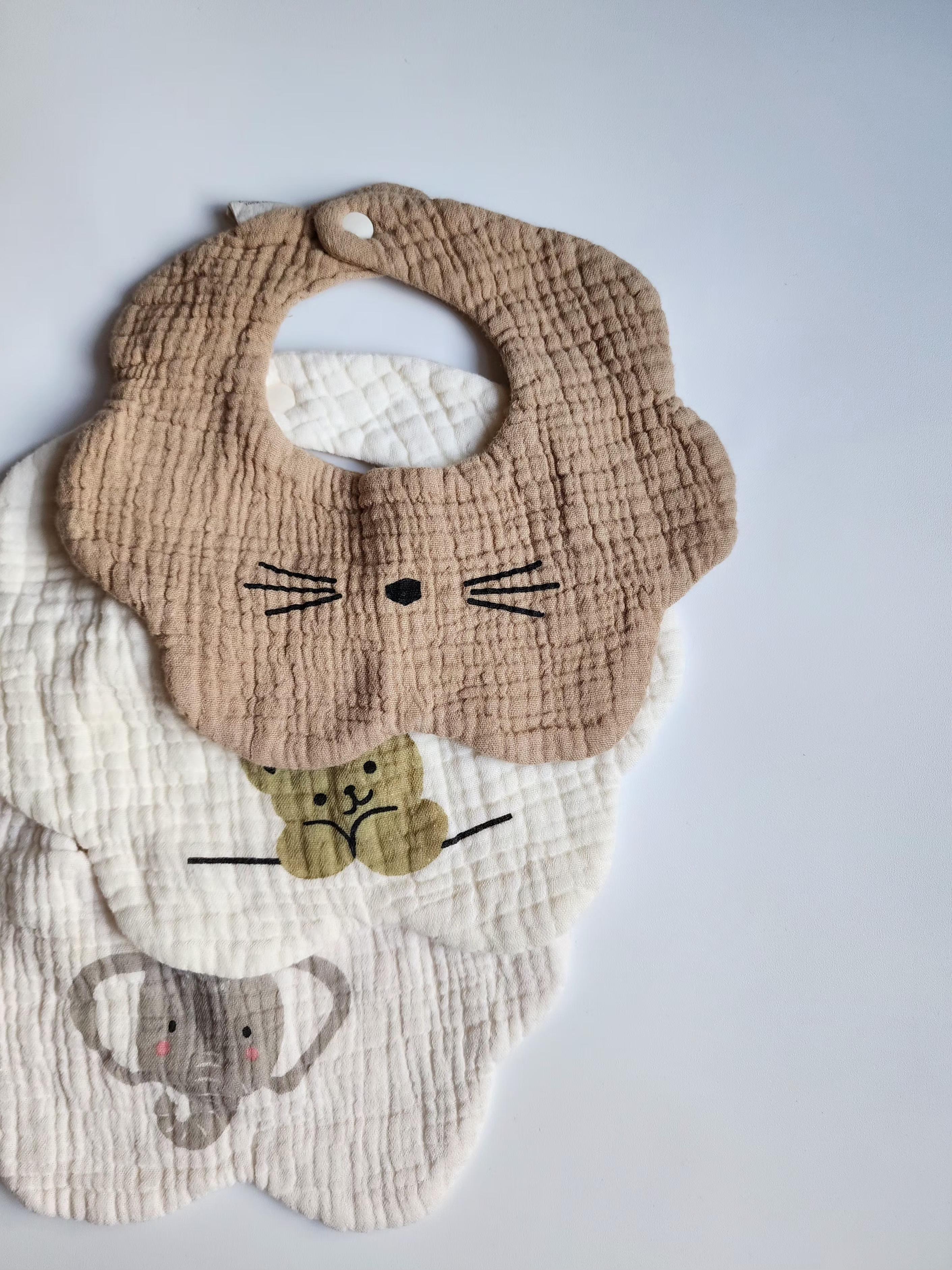 Lot de 3 bavoirs – 100 % coton muslin – Très bon état