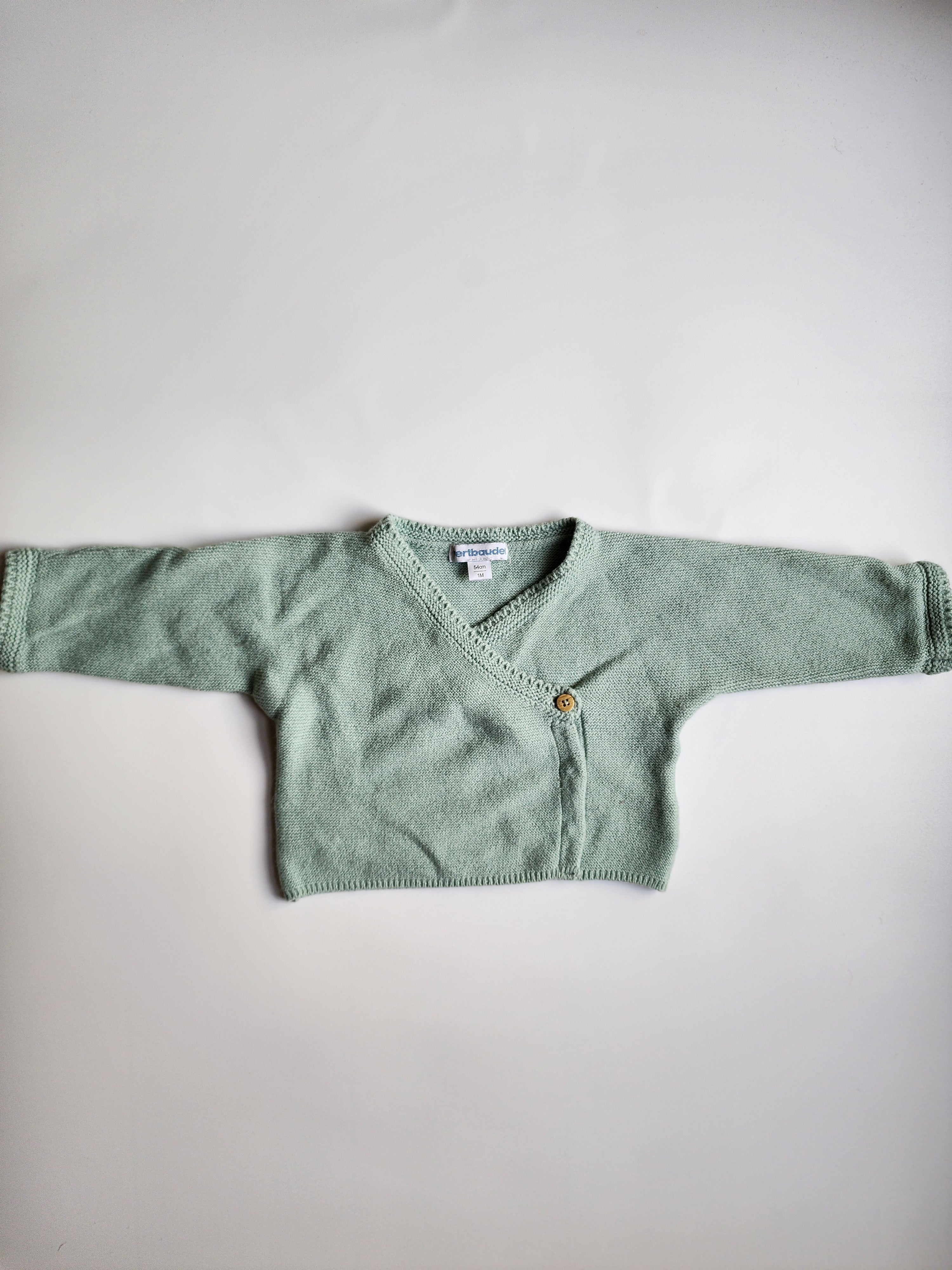 Gilet Vertbaudet – 1 mois – Tricot vert – Bon état