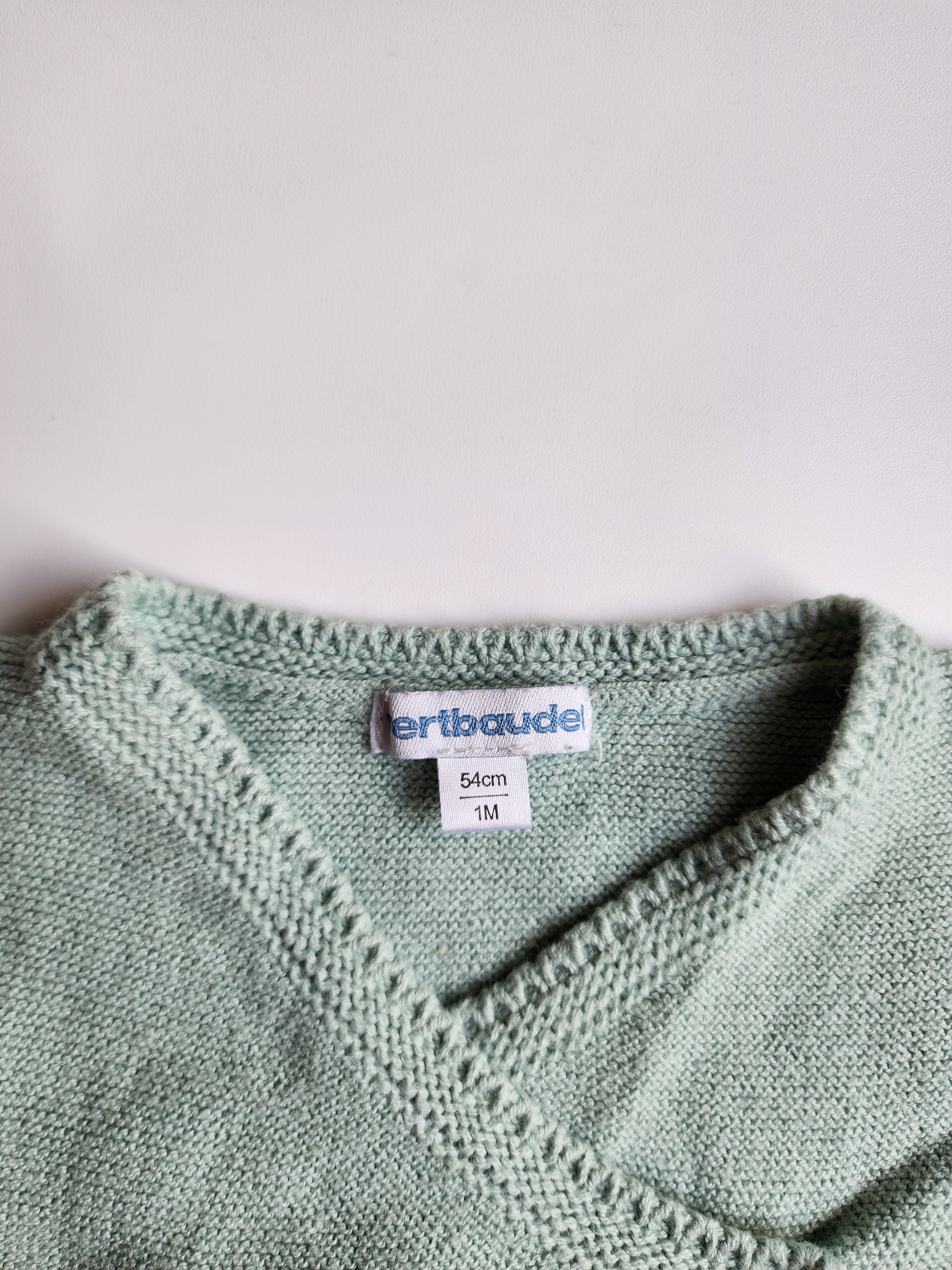 Gilet Vertbaudet – 1 mois – Tricot vert – Bon état