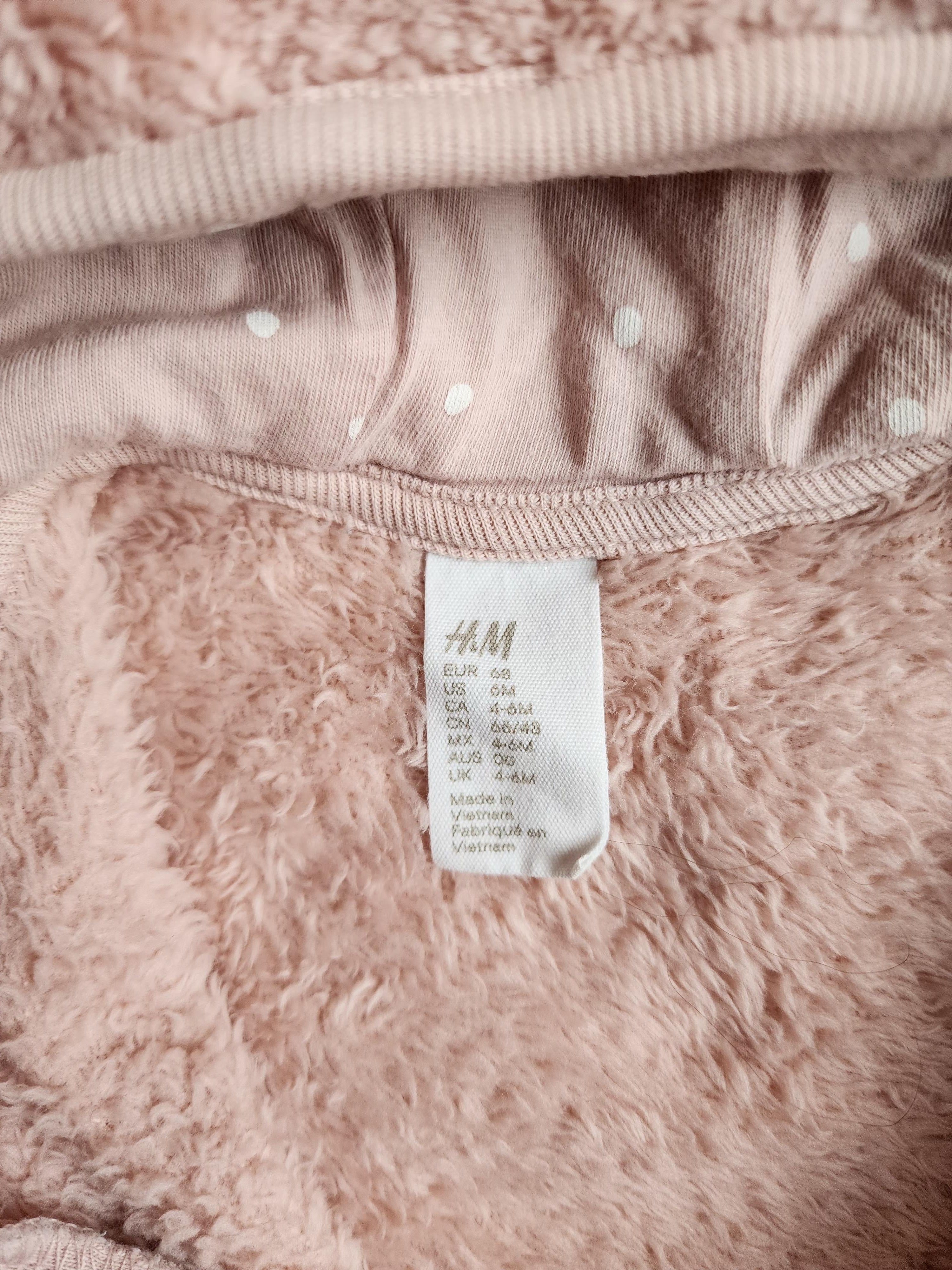 Veste polaire H&M – 2-4 mois – Rose poudré – Avec capuche – Très bon état
