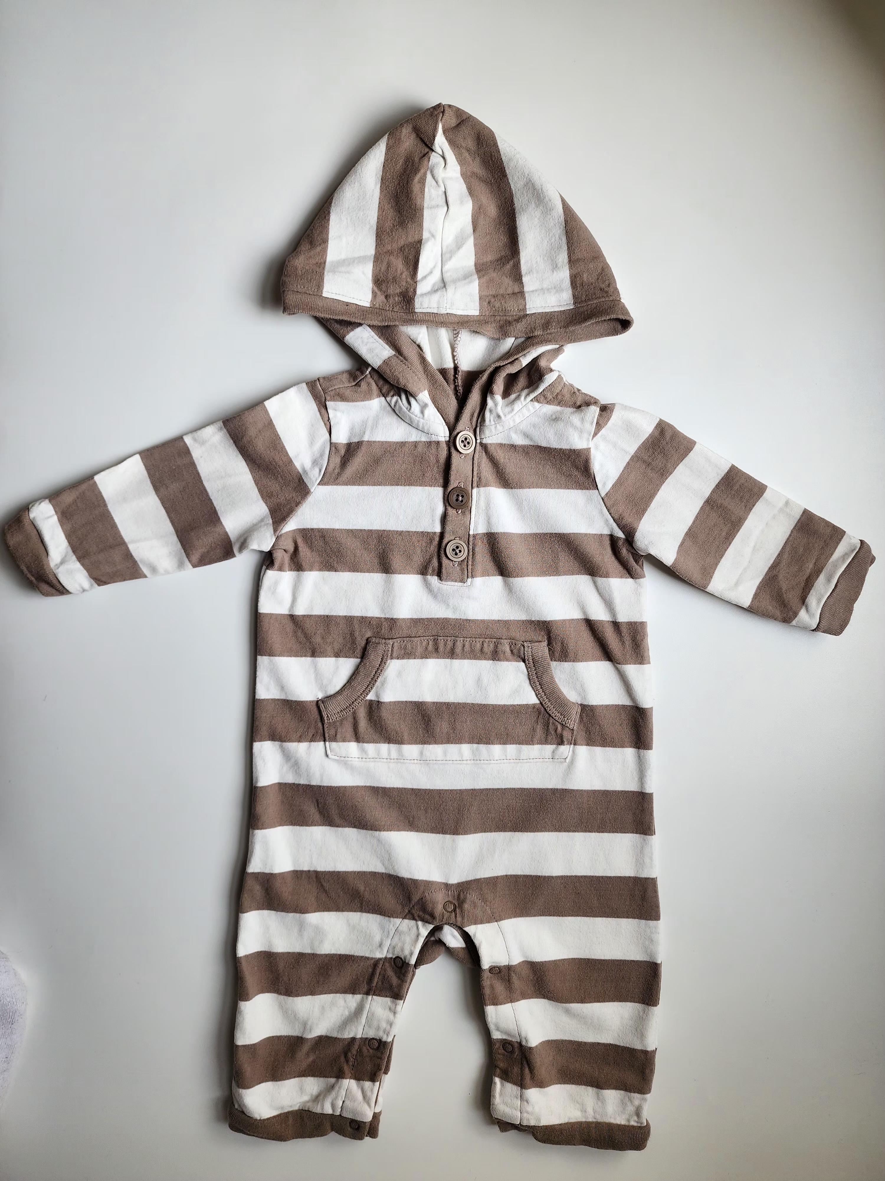 Combinaison Old Navy – 3-6 mois – Rayée marron & blanc – Très bon état