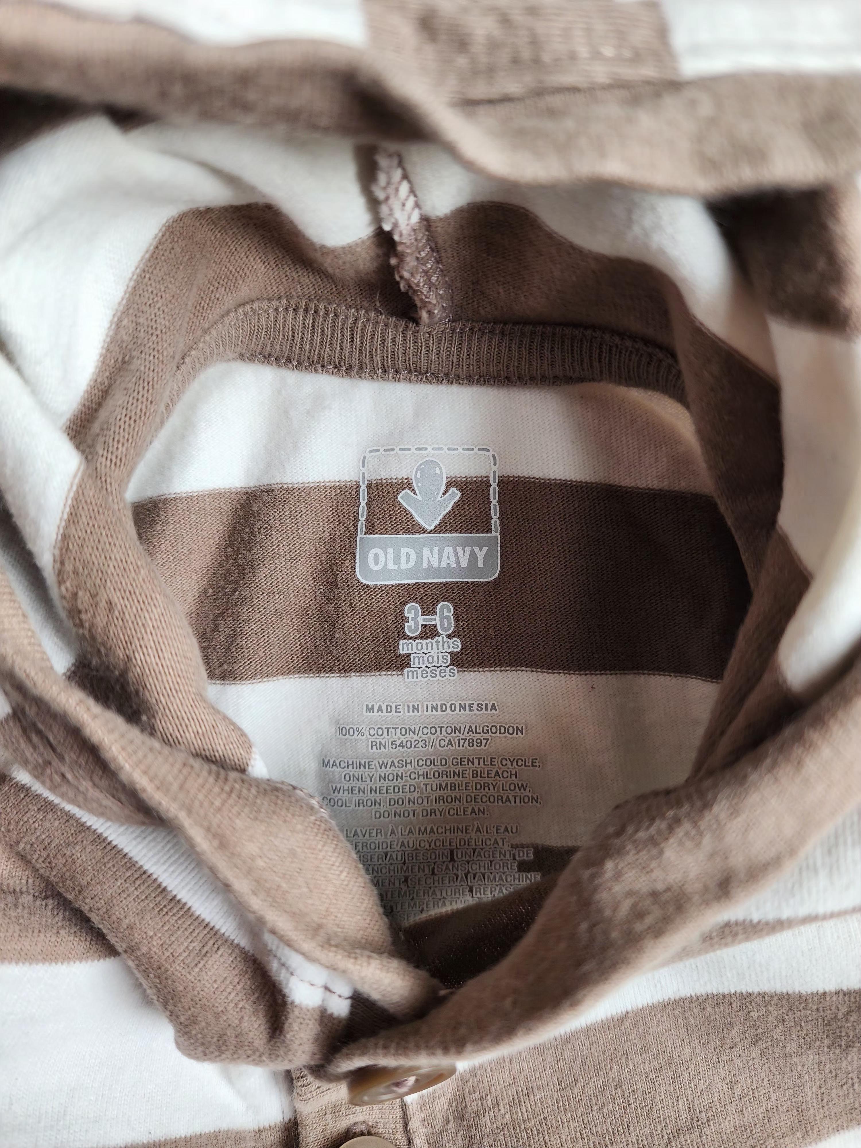 Combinaison Old Navy – 3-6 mois – Rayée marron & blanc – Très bon état