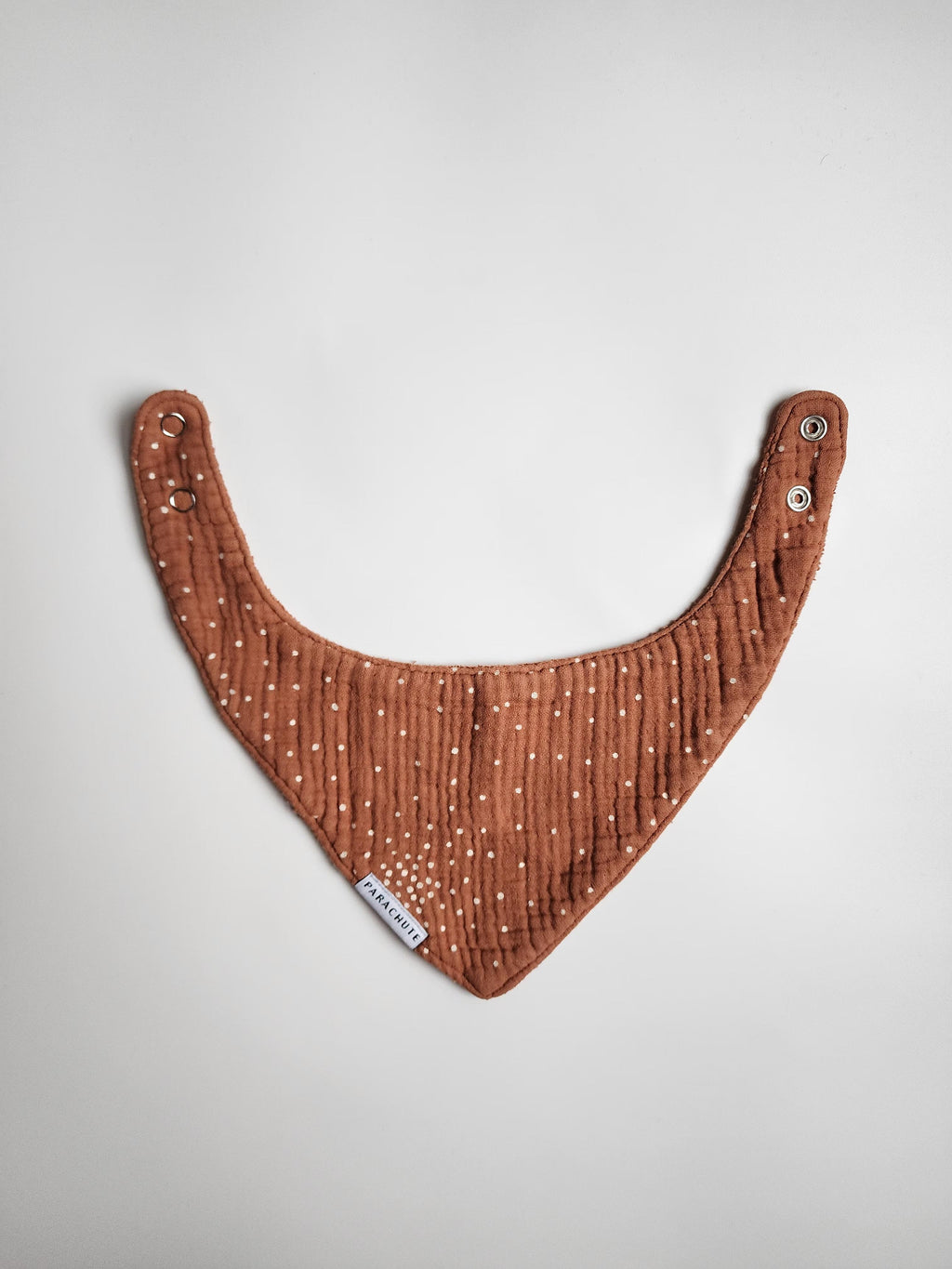 Bavoir Parachute – Marron à pois blancs – Pressions – Bon état