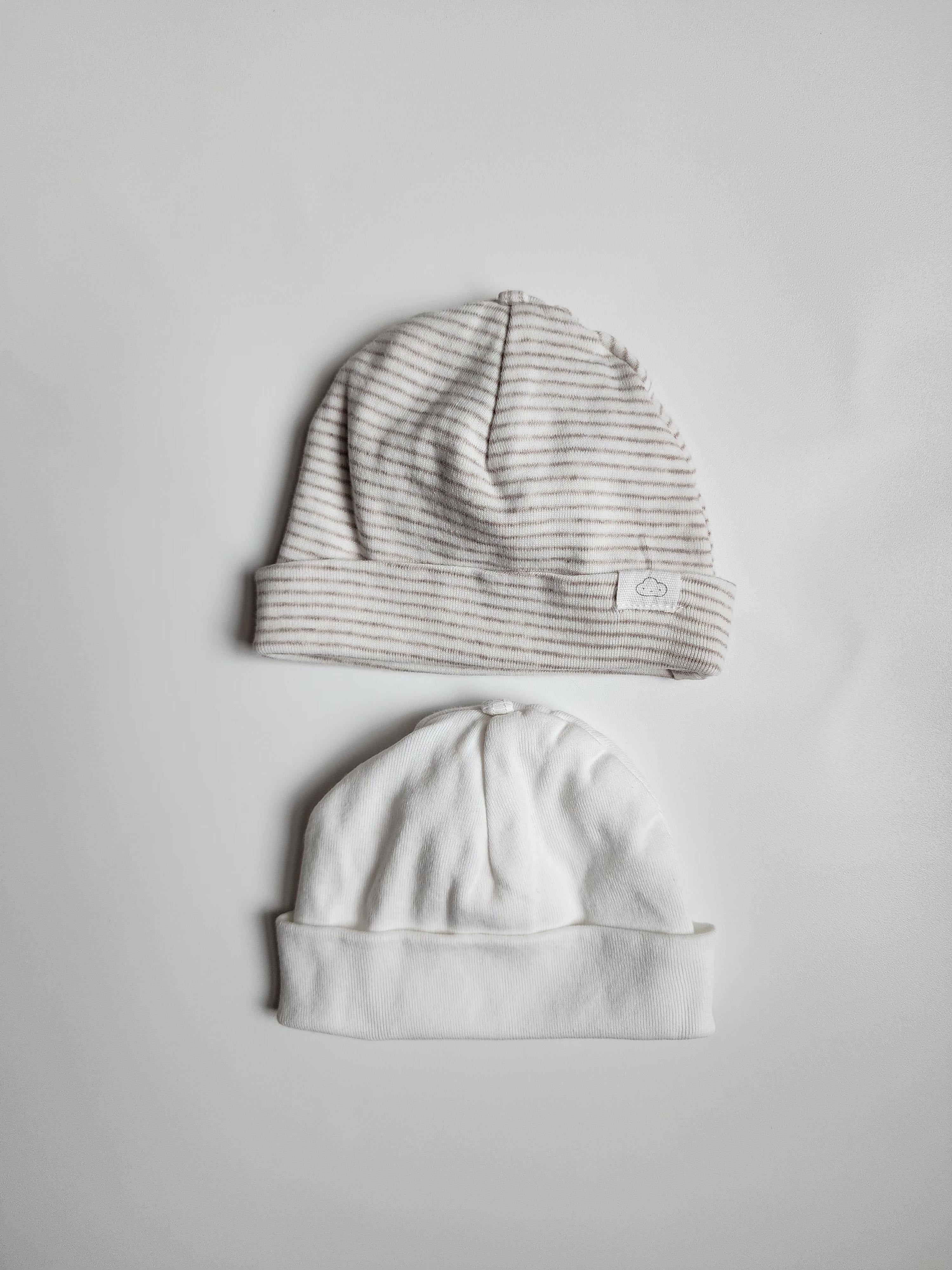 Lot de 2 bonnets H&M – 0-1 mois – Très bon état – coton bio
