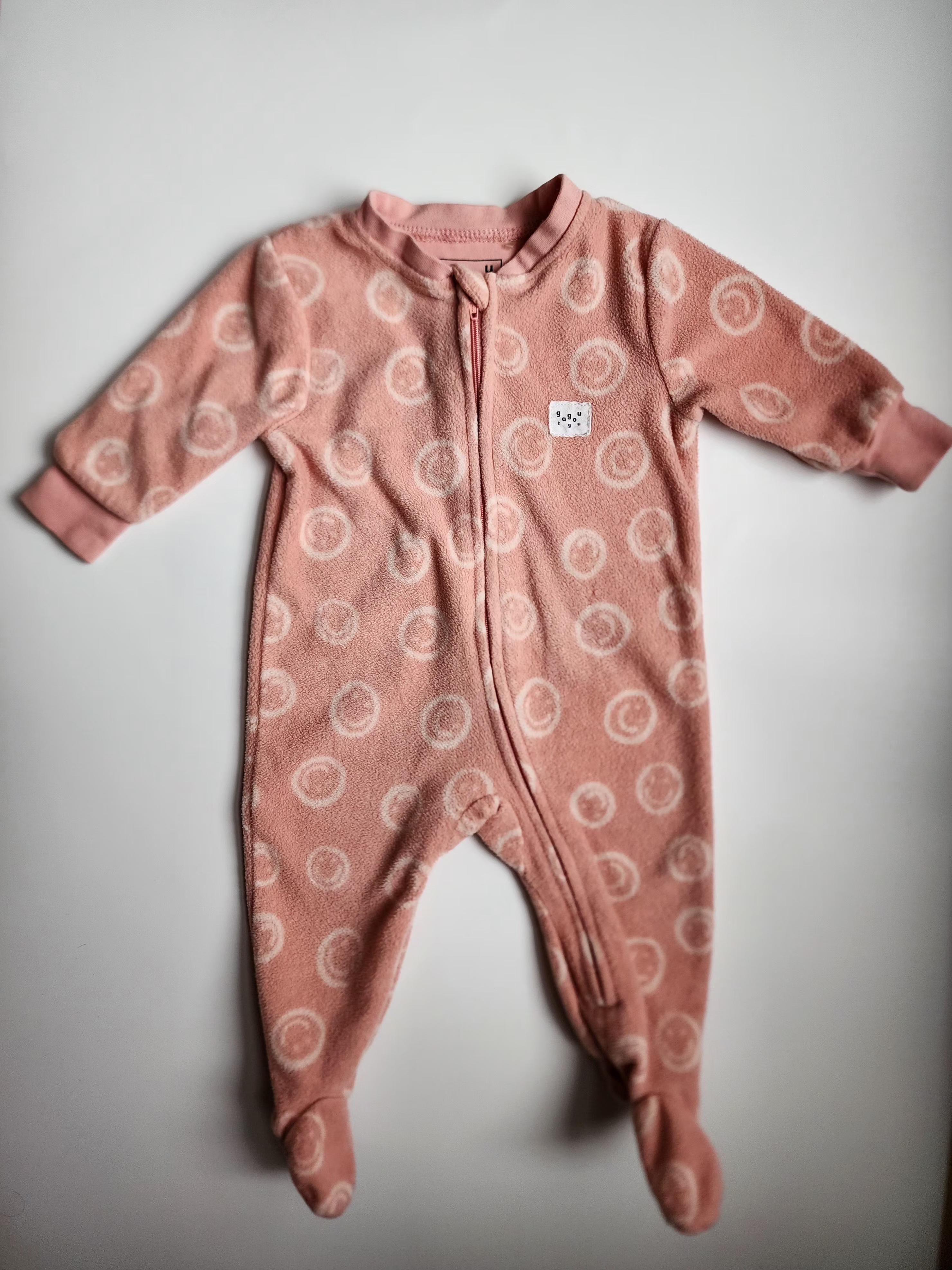 Pyjama Gagou Tagou – 6 mois – Polaire – Rose clair Smiley – Très bon état