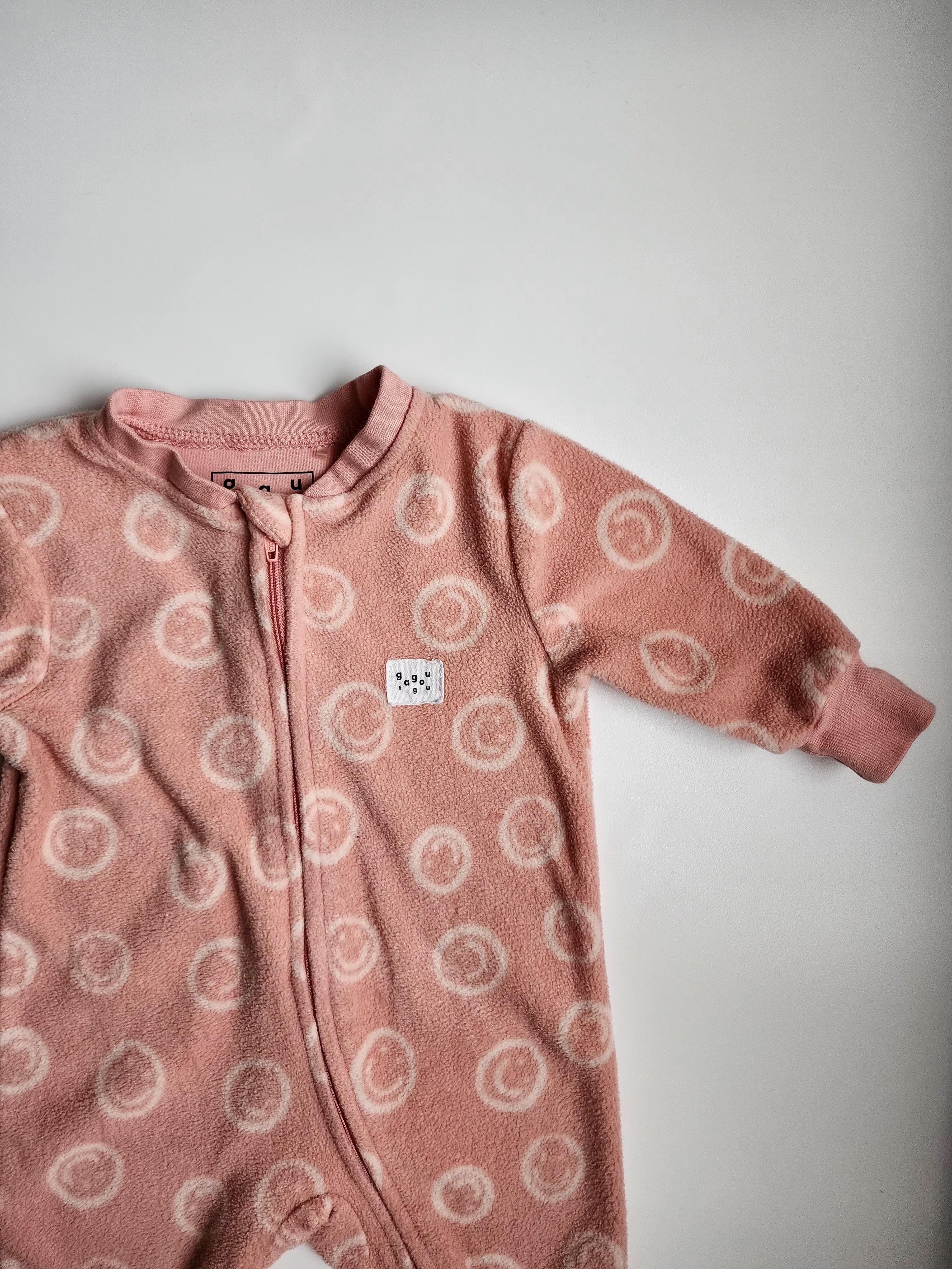 Pyjama Gagou Tagou – 6 mois – Polaire – Rose clair Smiley – Très bon état