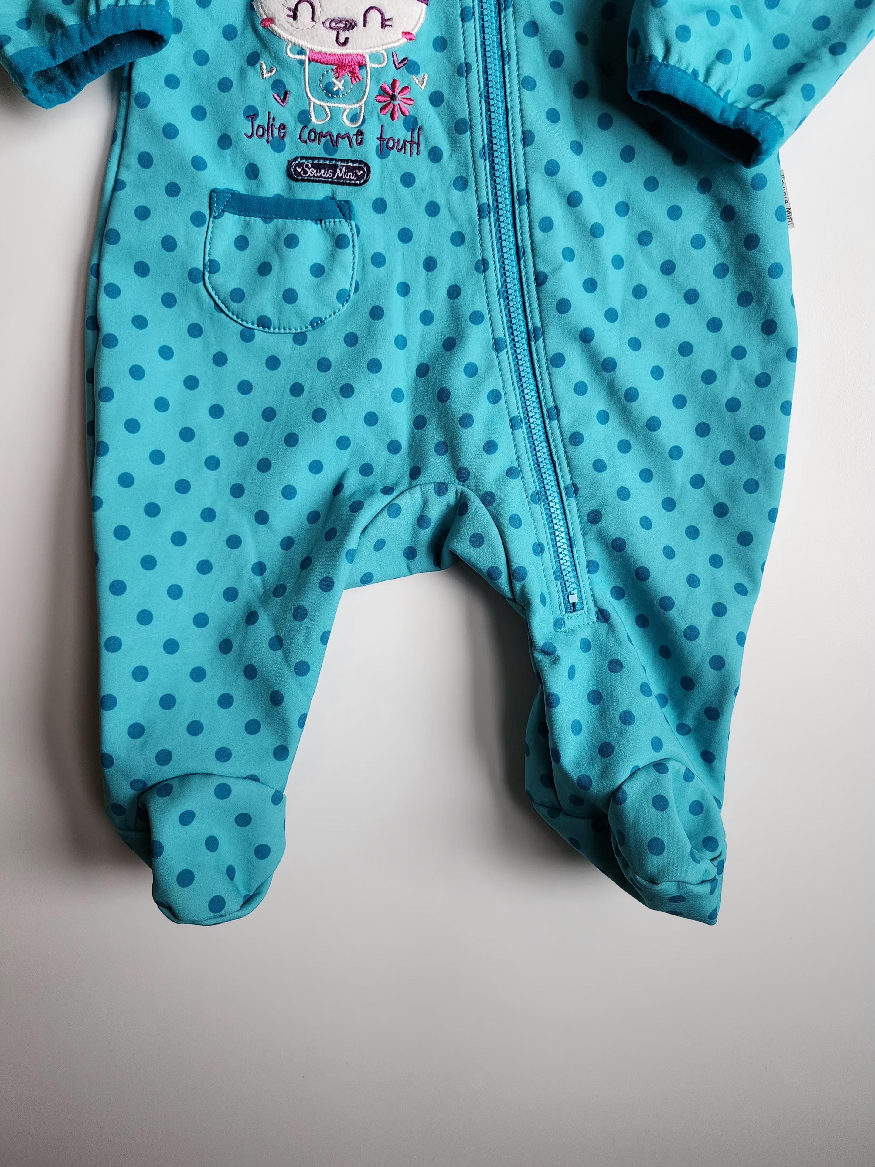 Combinaison coupe-vent Sourismini – 3–6 mois – Intérieur polaire léger – bon état