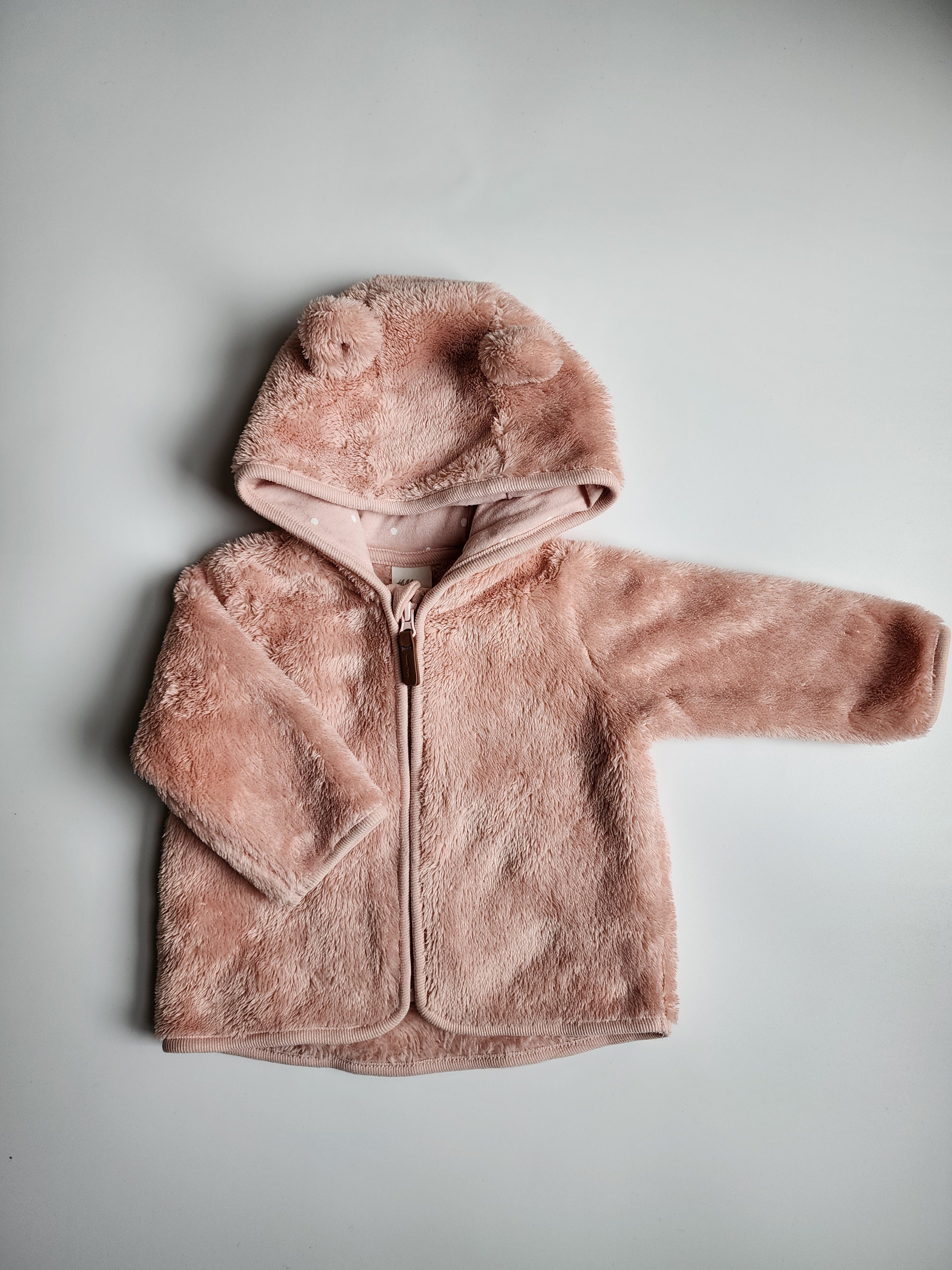 Veste polaire H&M avec capuche – 2-4 mois – Rose poudré – Très bon état